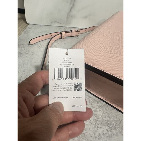 Kate Spade Madison KC430 Saffiano Leather Flap Crossbody Bag Conch Pink NEW - Picture 8 of 14